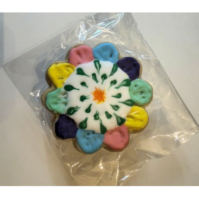 AJB-1035 : Multicolor Spring Flower Frosted Cutout Sugar Cookie at A & Js Texas Bakehouse