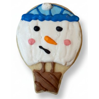 Hot Air Balloon Snowman Frosted Cutout Sugar Cookie