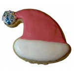 Pink Santa Claus Hat Frosted Cutout Sugar Cookie