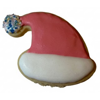 Pink Santa Claus Hat Frosted Cutout Sugar Cookie