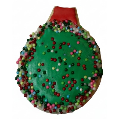 AJB-1052 : Green Christmas Ornament with Sprinkles Frosted Cutout Sugar Cookie at A & Js Texas Bakehouse