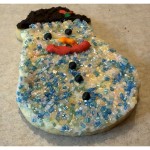 Happy Snowman with Sprinkles Frosted Cutout Sugar Cookie