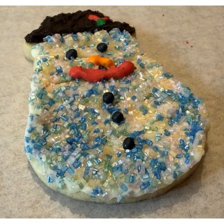 Happy Snowman with Sprinkles Frosted Cutout Sugar Cookie