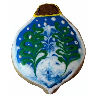 AJB-1065 : Winter Night Christmas Ornament Frosted Cutout Sugar Cookie at A & Js Texas Bakehouse