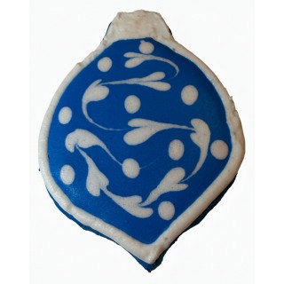 Blue White Swirl Christmas Ornament Frosted Cutout Sugar Cookie