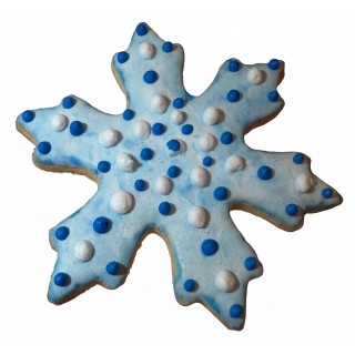 Blue White Polka-Dotted Snowflake Frosted Cutout Sugar Cookie