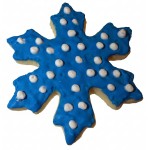 Royal Blue White Dotted Snowflake Frosted Cutout Sugar Cookie