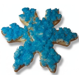 Blue Sparkly Snowflake Frosted Cutout Sugar Cookie