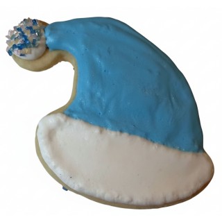 Baby Blue Santa Hat Christmas Frosted Cutout Sugar Cookie