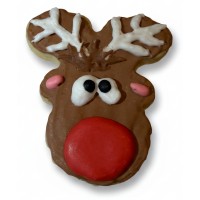Goofy Red-Nosed Reindeer Frosted Cutout Sugar Cookie