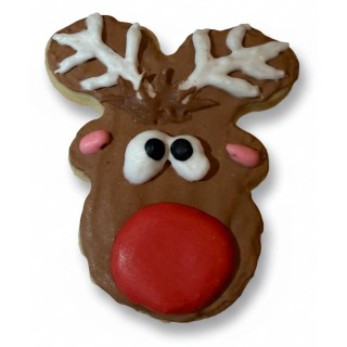 Goofy Red-Nosed Reindeer Frosted Cutout Sugar Cookie