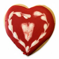 Red and White Heart Valentine Frosted Sugar Cookie Cutout