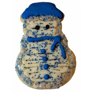Blue Outfit Christmas Snowman Frosted Cutout Sugar Cookie