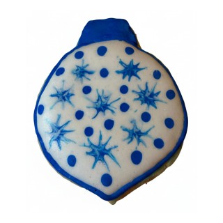 Blue Starburst Christmas Ornament Frosted Cutout Sugar Cookie