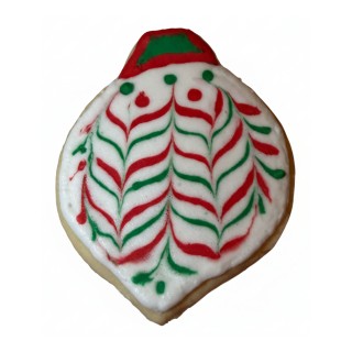 White Chevron Christmas Ornament Frosted Cutout Sugar Cookie