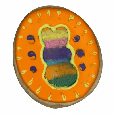 AJB-1117 : Orange Egg-scape Bunny Frosted Cutout Sugar Cookie at A & Js Texas Bakehouse