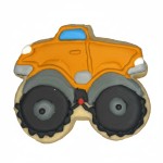 Orange Monster Truck Frosted Cutout Sugar Cookie