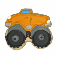 Orange Monster Truck Frosted Cutout Sugar Cookie