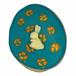 Turquoise Bunny Bloom Easter Egg Frosted Cutout Sugar Cookie