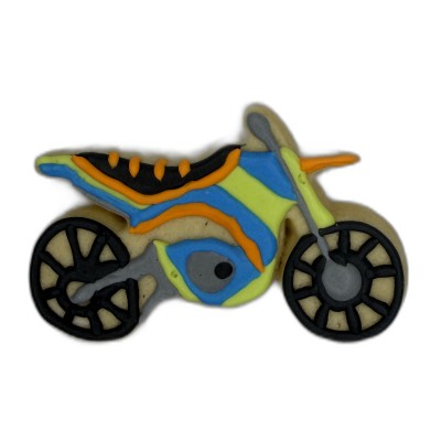 AJB-1143 : Race Ready Motorcycle Dirt Bike Frosted Cutout Sugar Cookie at A & Js Texas Bakehouse