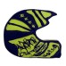 AJB-1147 : Racing Helmet Purple & Neon Green Frosted Cutout Sugar Cookie at A & Js Texas Bakehouse