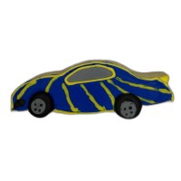Blue Hot Rod Race Car Frosted Cutout Sugar Cookie