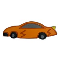 Orange Hot Rod Race Car Frosted Cutout Sugar Cookie