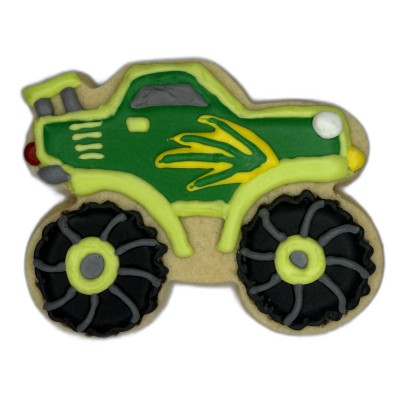 AJB-1151 : Green Monster Truck Frosted Cutout Sugar Cookie at A & Js Texas Bakehouse