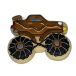 Brown Monster Truck Frosted Cutout Sugar Cookie