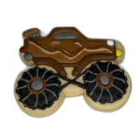 Brown Monster Truck Frosted Cutout Sugar Cookie