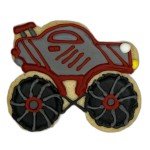 Red & Silver Monster Truck Frosted Cutout Sugar Cookie