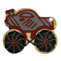 Red & Silver Monster Truck Frosted Cutout Sugar Cookie