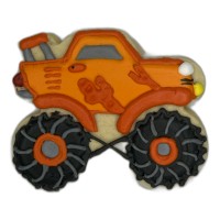 Orange & Red Monster Truck Frosted Cutout Sugar Cookie