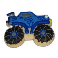 Dark Blue Monster Truck Frosted Cutout Sugar Cookie