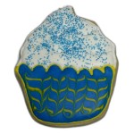 Blue Sugar Birthday Cupcake Frosted Cutout Sugar Cookie