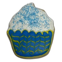 Blue Sugar Birthday Cupcake Frosted Cutout Sugar Cookie