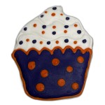 Purple with Orange Polka Dots Birthday Cupcake Frosted Cutout Sugar Cookie