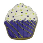 Purple Striped Birthday Cupcake Frosted Cutout Sugar Cookie