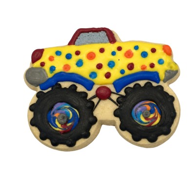 AJB-1225 : Circus Monster Truck Frosted Cutout Sugar Cookie at A & Js Texas Bakehouse