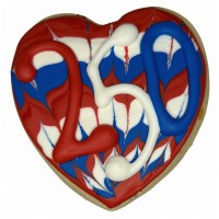 250th USA Celebration Heart Frosted Cutout Sugar Cookie