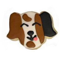 Happy Brown & White Puppy Dog Frosted Cutout Sugar Cookie Happy Brown & White Puppy Dog Frosted Cutout Sugar Cookie
