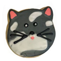 Gray & White Cat Frosted Cutout Sugar Cookie Gray & White Cat Frosted Cutout Sugar Cookie