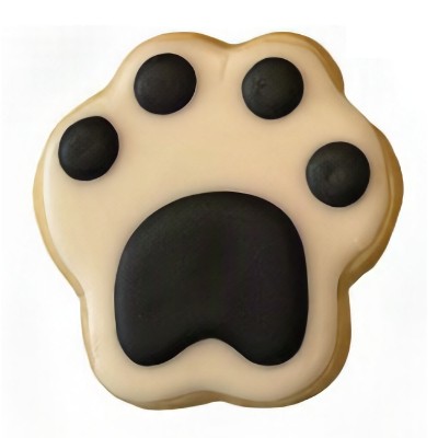 AJB-1269 : Black & White Large Paw Print Frosted Cutout Sugar Cookie at A & J's Texas Bakehouse AJB-1269 : Black & White Large Paw Print Frosted Cutout Sugar Cookie at A & J's Texas Bakehouse
