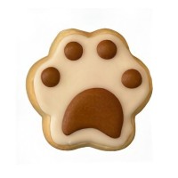 Brown & White Small Paw Print Frosted Cutout Sugar Cookie Brown & White Small Paw Print Frosted Cutout Sugar Cookie