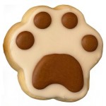 Brown & White Large Paw Print Frosted Cutout Sugar Cookie Brown & White Large Paw Print Frosted Cutout Sugar Cookie
