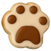 Brown & White Large Paw Print Frosted Cutout Sugar Cookie Brown & White Large Paw Print Frosted Cutout Sugar Cookie