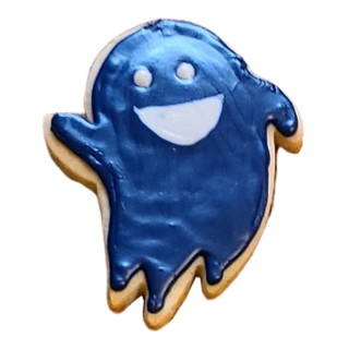 Blue Ghost Halloween Frosted Cutout Sugar Cookie