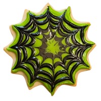Halloween Green Spider Web Frosted Cutout Sugar Cookie Halloween Green Spider Web Frosted Cutout Sugar Cookie