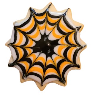 Halloween Orange & Black Spider Web Frosted Cutout Sugar Cookie