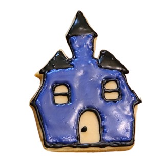 Halloween Haunted House Frosted Cutout Sugar Cookie